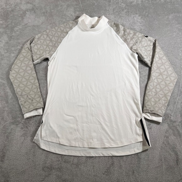 Nike Pro Dri Fit Performance Base Layer Mens XL White Mock Thermal‎ Shirt - Picture 1 of 9